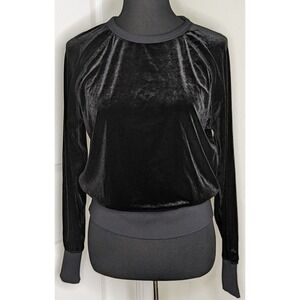 Rag & Bone /Jean Sweatshirt Womens XS Raglan Long Sleeve Velvet Pullover Black